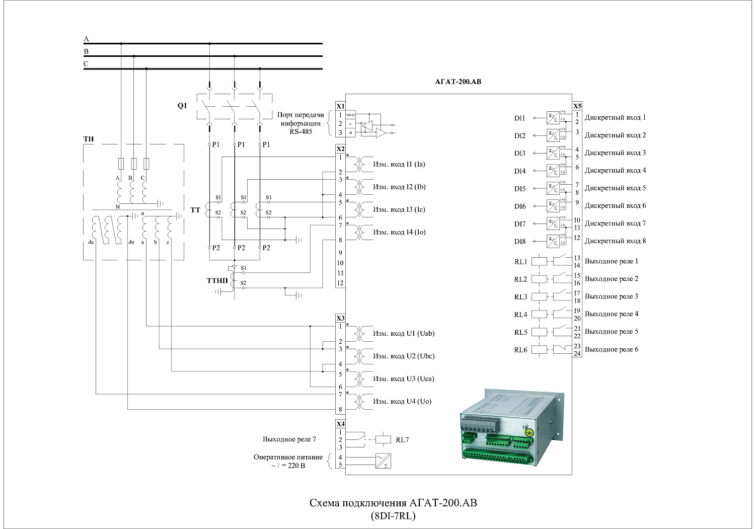 Микропроцессорное устройство релейной защиты - Агат-200.АВ